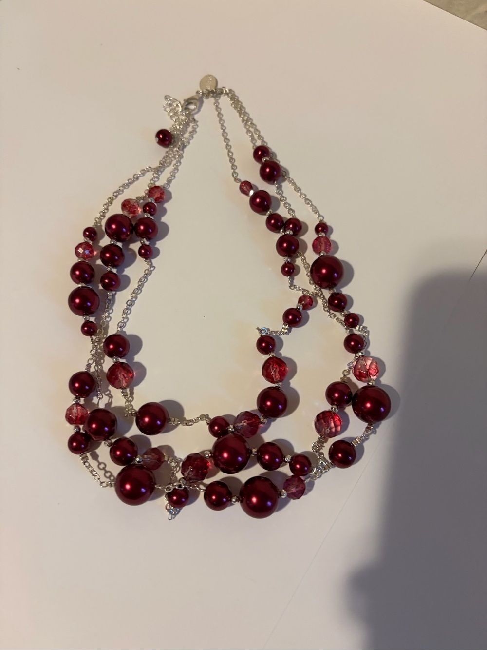 White House Black Market Multi-Strand Red Burgundy Beaded Necklace